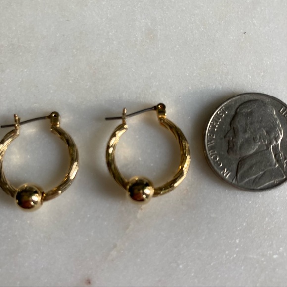 Gold Slider Ball Hoop Earrings - Picture 3 of 4
